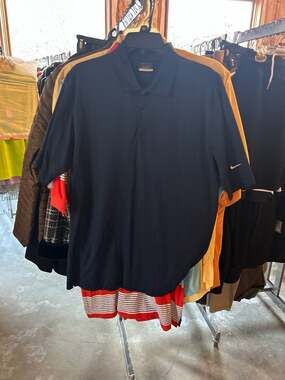 Nike Golf Dri-FIT Men's Short Sleeve Vertical Stripe Polo Shirt Black Large